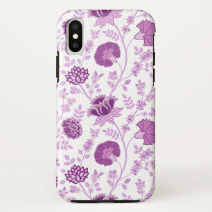 Jacobean Floral Big Pattern Pinks on White iPhone X Case