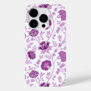 Jacobean Floral Big Pattern Pinks on White Case-Mate iPhone 14 Pro Case