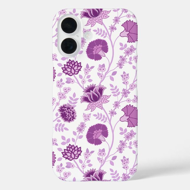 Jacobean Floral Big Pattern Pinks on White Case-Mate iPhone Case (Back)