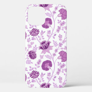Jacobean Floral Big Pattern Pinks on White iPhone 12 Pro Case