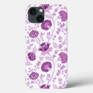 Jacobean Floral Big Pattern Pinks on White iPhone 13 Case