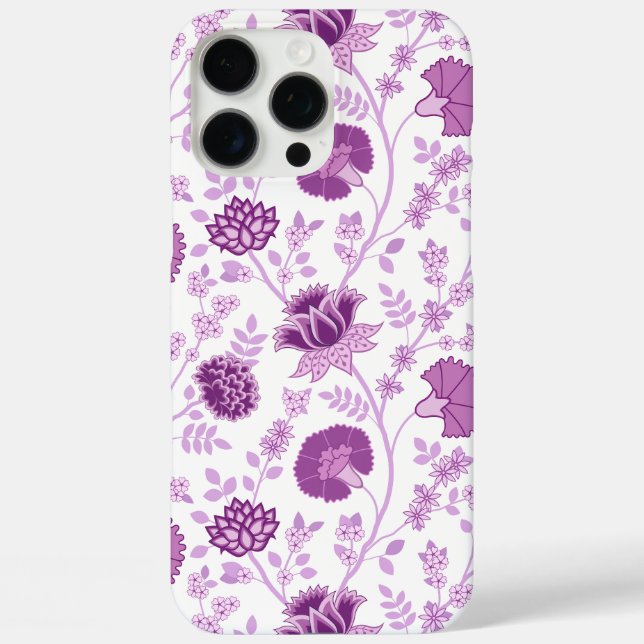 Jacobean Floral Big Pattern Pinks on White Case-Mate iPhone Case (Back)