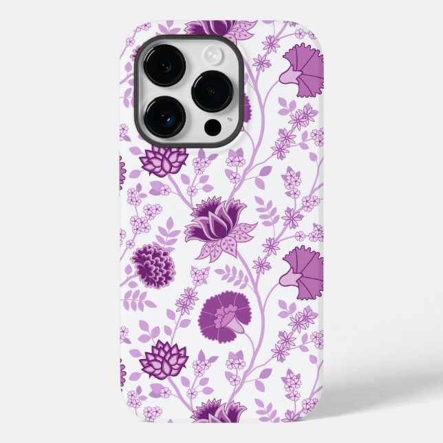 Jacobean Floral Big Pattern Pinks on White Case-Mate iPhone Case (Back)