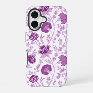 Jacobean Floral Big Pattern Pinks on White iPhone 16 Case