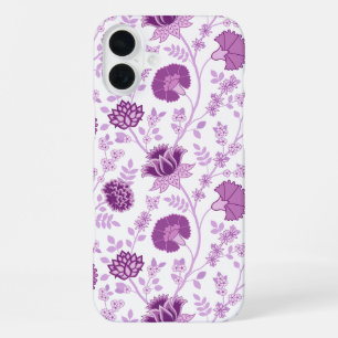Jacobean Floral Big Pattern Pinks on White iPhone 16 Plus Case