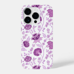 Jacobean Floral Big Pattern Pinks on White iPhone 14 Pro Case