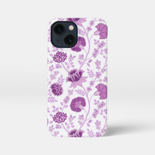 Jacobean Floral Big Pattern Pinks on White iPhone 13 Mini Case