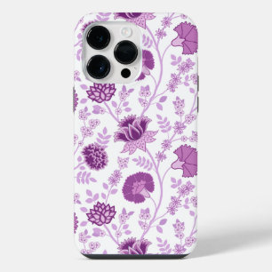 Jacobean Floral Big Pattern Pinks on White iPhone 14 Pro Max Case