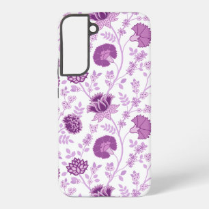 Jacobean Floral Big Pattern Pinks on White Samsung Galaxy Case