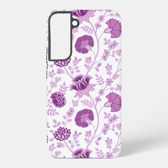 Jacobean Floral Big Pattern Pinks on White Samsung Galaxy S22+ Case (Back)