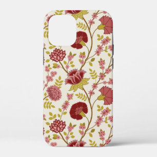Jacobean Floral Big Pattern Reds Pinks Gold Cream iPhone 12 Mini Case