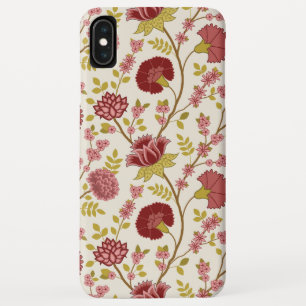 Jacobean Floral Big Pattern Reds Pinks Gold Cream iPhone XS Max Case