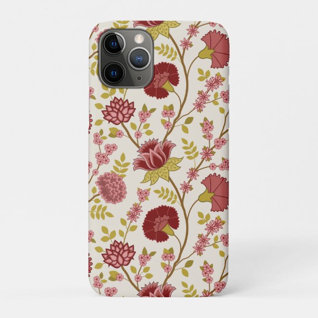 Jacobean Floral Big Pattern Reds Pinks Gold Cream Case-Mate iPhone Case (Back)
