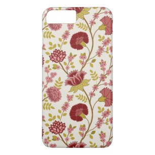 Jacobean Floral Big Pattern Reds Pinks Gold Cream iPhone 8 Plus/7 Plus Case