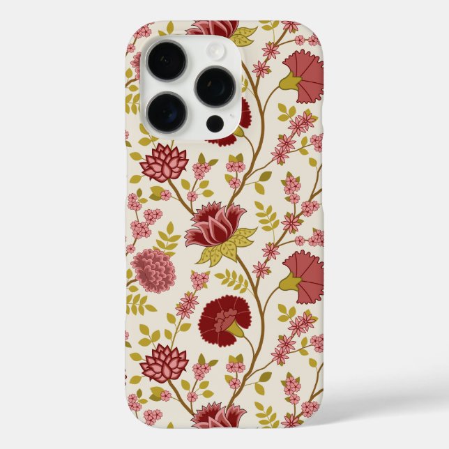 Jacobean Floral Big Pattern Reds Pinks Gold Cream Case-Mate iPhone Case (Back)