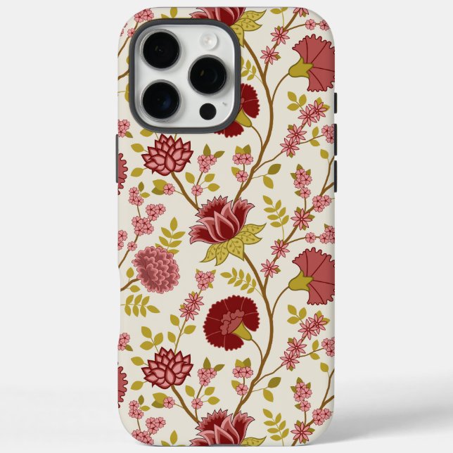Jacobean Floral Big Pattern Reds Pinks Gold Cream Case-Mate iPhone Case (Back)