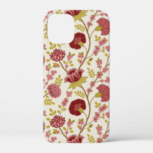 Jacobean Floral Big Pattern Reds Pinks Gold Cream iPhone 12 Mini Case