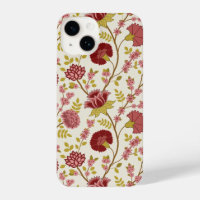 Jacobean Floral Big Pattern Reds Pinks Gold Cream