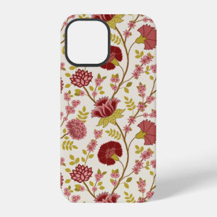 Jacobean Floral Big Pattern Reds Pinks Gold Cream iPhone 12 Pro Case