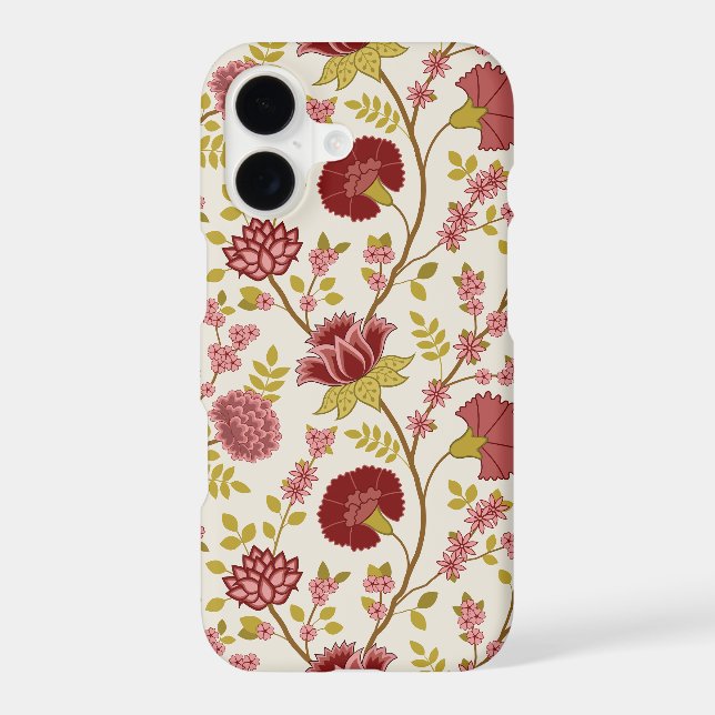 Jacobean Floral Big Pattern Reds Pinks Gold Cream iPhone Case (Back)