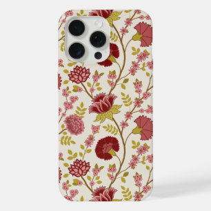 Jacobean Floral Big Pattern Reds Pinks Gold Cream iPhone 15 Pro Max Case