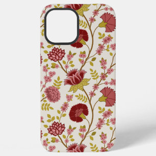 Jacobean Floral Big Pattern Reds Pinks Gold Cream iPhone 12 Pro Max Case