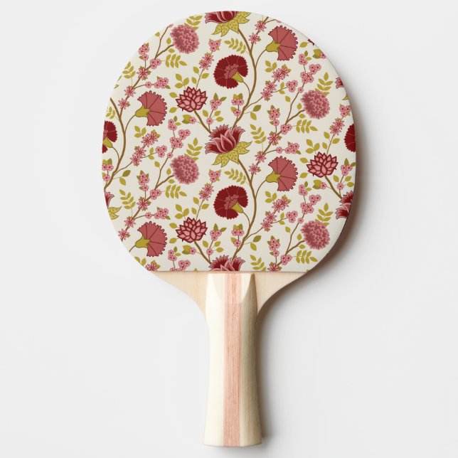 Jacobean Floral Big Pattern Reds Pinks Gold Cream Ping Pong Paddle (Front)