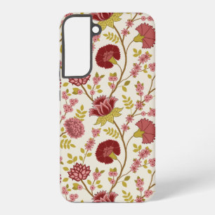 Jacobean Floral Big Pattern Reds Pinks Gold Cream Samsung Galaxy Case