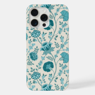 Jacobean Floral Big Pattern Teals on Cream iPhone 15 Pro Max Case