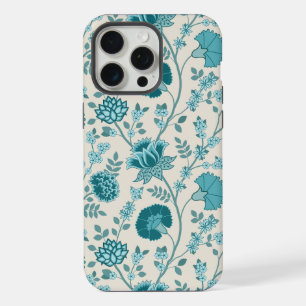 Jacobean Floral Big Pattern Teals on Cream iPhone 15 Pro Max Case