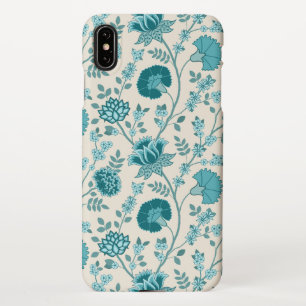 Jacobean Floral Big Pattern Teals on Cream iPhone XS Max Case