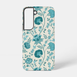 Jacobean Floral Big Pattern Teals on Cream Samsung Galaxy Case