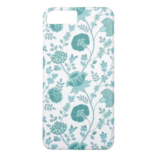 Jacobean Floral Big Pattern Teals on White Case-Mate iPhone Case (Back)