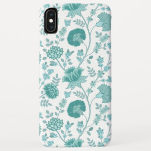 Jacobean Floral Big Pattern Teals on White iPhone XS Max Case