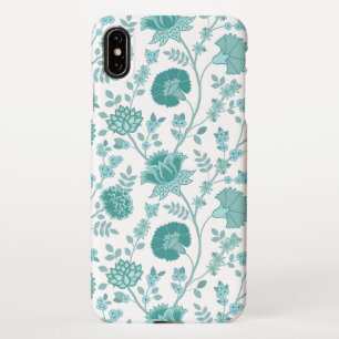 Jacobean Floral Big Pattern Teals on White iPhone XS Max Case