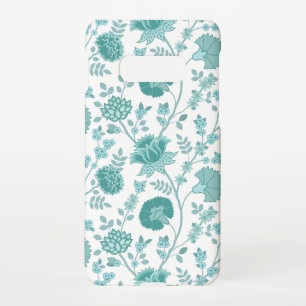 Jacobean Floral Big Pattern Teals on White Samsung Galaxy Case