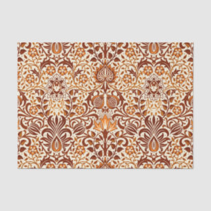 Jacobean Floral Damask, Beige and Chocolate Brown Tissue Paper