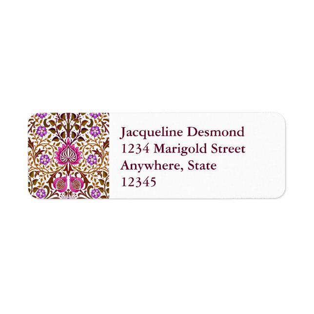 Jacobean Floral Damask, Pink, Violet and Brown (Front)