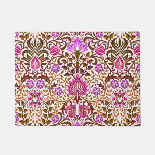 Jacobean Floral Damask, Pink, Violet and Brown Doormat