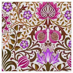 Jacobean Floral Damask, Pink, Violet and Brown Fabric