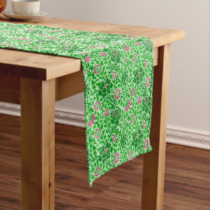 Jacobean Floral, Emerald and Lime Green Short Table Runner