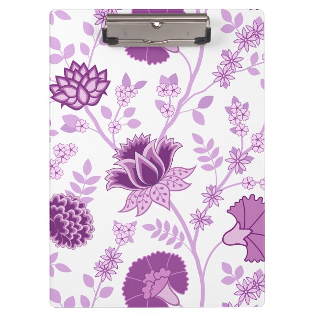 Jacobean Floral Lg Pattern Pinks on White Clipboard (Front)