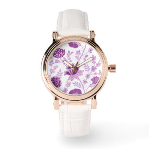 Jacobean Floral Lg Pattern Pinks on White Watch