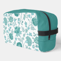 Jacobean Floral Lg Pattern Teals on White