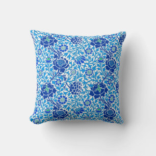 Jacobean Floral, Navy and Cerulean Blue Cushion
