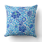 Jacobean Floral , Navy and Cerulean Blue