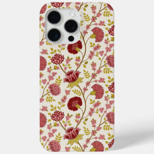 Jacobean Floral Pattern Reds Pinks Gold Cream iPhone 15 Pro Max Case
