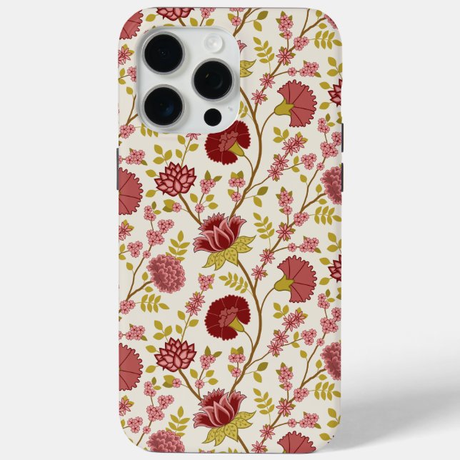 Jacobean Floral Pattern Reds Pinks Gold Cream Case-Mate iPhone Case (Back)