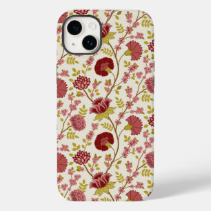 Jacobean Floral Pattern Reds Pinks Gold Cream Case-Mate iPhone 14 Plus Case
