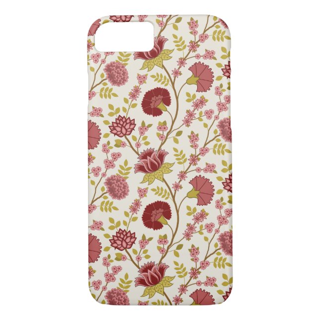 Jacobean Floral Pattern Reds Pinks Gold Cream Case-Mate iPhone Case (Back)